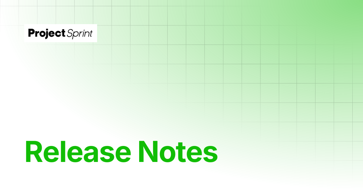 Release Notes | Project Sprint